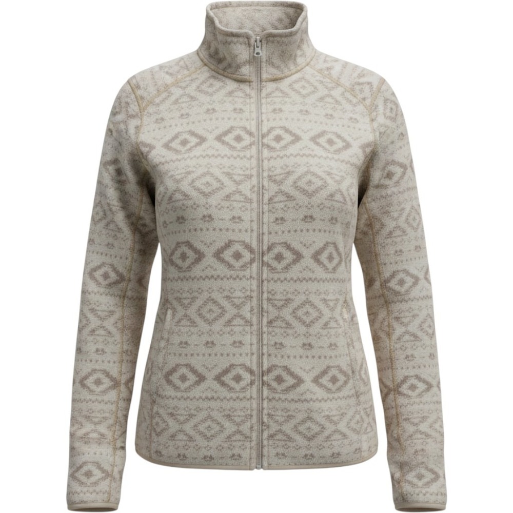 Eddie Bauer Sweater Womens Beige Gray Full Zip Sweatshirt Southwest Aztec Size M